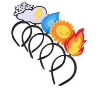 TEHAUX 5Pcs Soft Felt Novelty Headbands for Women - Flame, Water Drop, Sun, Cloud, Snowflake Designs - Funny Party Hair Accessories for Holiday Birthdays and Themed Events