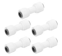 TEHAUX 5pcs Straight Push Quick Connect Fitting 1/4" to 1/4" Plastic Tube Union for Ro Water Filter and Pe Flexible Pipes with Anti-Leak and Tight Sealing Features, for Kitchen Cabinet