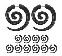 TEHAUX 6 Pairs Snail Spiral Ear Jewelry Fake Horn Earrings Asymmetrical Unique Aesthetic Stainless Steel Acrylic Copper Ear Stretching Expander for Parties