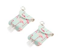 TEHAUX 60ml Mini PU Leather Travel Bottle Case Keychain Holder, 2pcs Set Empty Hand Bottle Cover for On-the-Go Assorted style