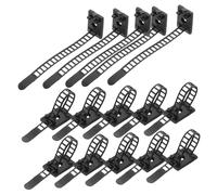 TEHAUX 60pcs Adjustable Adhesive Plastic Cord Clips with Releasable Ties for Secure Cable Management Flexible Wire Organizer for Home Office and Industrial Use Black Cable Holders