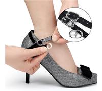 TEHAUX 6PCS Adjustable Invisible Heel Bands for Women High Heels Non-Slip Replaceable Ankle Shoe Straps with Triangle Buckle Velvet Black Mirror Black Matte Fixing Small Shoe Straps for