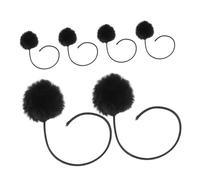 TEHAUX 6pcs Cat Hanging Balls with Bell for Indoor Cats Plush Replacement Tree Tower Kitten Play Exercise Black