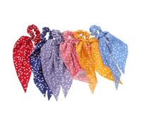 TEHAUX 6pcs Fabric Hair Ties for Women with Heart Pattern, Soft Fabric Comfort and Strong Elasticity, Assorted Colours, for Sports Activities and Travel, Cute and Playful Ponytail Ribbon