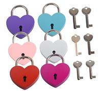 TEHAUX 6pcs Heart Shaped Padlocks Mini Metal Locks with Keys for Jewelry Box Diary and Makeup Bag Decorative and Durable Locks Pink Purple Blue Red and