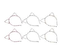 TEHAUX 6pcs Leopard Cat Ears Headband Set with Yellow White and Red Pink Animal Print, Soft Fabric Hairbands, Animal Print Party and Cosplay Accessories