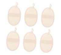 TEHAUX 6pcs Loofah Bathing Tools Body Rubbing Bath Towels Natural Loofah and Nylon Material Deep Cleaning Removes Excess Fat Beige Bath Accessories for Bathroom Use Assorted Style