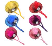 TEHAUX 6pcs Portable Chicken Hats for Hens and Chickens, Safe and Comfortable Mini Cloth Hats with Elastic Chin Strap, for Birthdays and Family Portraits