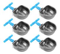 TEHAUX 6pcs Rabbit Drinking Bowls with Automatic Water Dispensing Feature, Lightweight Stainless Steel and Plastic Water Dispensers for Rabbit Cage Use