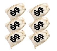 TEHAUX 6pcs Sign Money Bag Drawstring Pouches 17x24cm for Cosplay Theme Party Decor and Money Storage, Pirate Cowboy Role Play Prop Bags for Birthday and Halloween