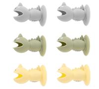 TEHAUX 6pcs Silicone Toothbrush Holder Travel Protector Caps with Mini Dinosaur Shape, Reusable and Quick Differentiation Toothbrush Covers for Travel and Shared Use