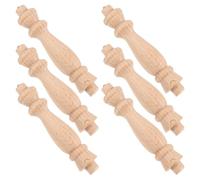 TEHAUX 6pcs Unfinished Solid Wood Roman Column Pillars, Mini Wooden Baluster Spindles 9.5x2cm for Staircase Railings, Furniture Finials and DIY Home Decoration