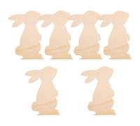 TEHAUX 6pcs Unfinished Wooden Bunny Cutouts for Crafts Easter Ornaments DIY Party Pendants Rabbit Shaped Wood Slices for Painting and Decoration