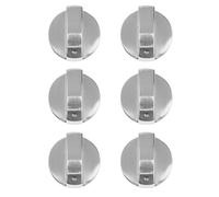 TEHAUX 6pcs Zinc Alloy Metal Gas Stove Knobs Silver Brushed Finish Universal Fit Replacement Control Switches for Embedded Cooktops