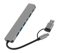TEHAUX 7 in 1 USB Splitter Multi-ports Hub USB Port Expander Abs Material Plug and Play Faster Data Transfer Speeds Black for Laptop and Computer Accessories