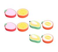 TEHAUX 8pcs Bath Sponge Set Fruit Shapes Thickened Soft Sponges for and Bathing, Strawberry Mango Orange Assorted Colors