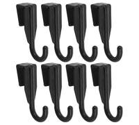 TEHAUX 8pcs Black Plastic Hooks for Microwave Shelves - Small Over Door Hooks for Shelf Rails Cabinet Frames Utility Organizer - Hanging Clothes Hats Kitchen Bathroom Office Use