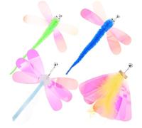 TEHAUX 8Pcs Cat Teaser Stick Refills Replacement Kitten Plaything Interactive Cat with Dragonfly and Colorful Butterfly Heads for Indoor Exercise and Fun