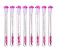 TEHAUX 8pcs Diamond Eyelash Brush Set Tubes, Refillable Mascara Wands and Lash Brow Combs, Rose Red for DIY Eyelash Extensions and Makeup Application