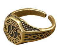 TEHAUX Adjustable Brass Taoism Ring Appealing Shape, Highlight Appearance for Wedding and Club, Statement Chinese Costume Finger Ring for Men