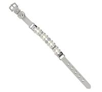 TEHAUX Adjustable Pearl Pet Collar with Leash for Dogs and Cats Handmade Leather Necklace Stylish White Black Pearl Design Easy Off Suitable for All Occasions and Pets