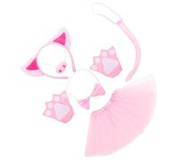 TEHAUX Adorable Cartoon Pig Headband Set with Bowtie Tail and Pink Tulle Skirt for Stage Performance and Costume Parties Comfortable Animal Cosplay Prop for Halloween and Role-playing