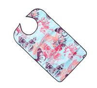 TEHAUX Adult Bib for Seniors, Washable Eating Apron Food Catcher, Mealtime Protector for Elderly, Butterfly Pattern Dining Bib