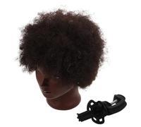 TEHAUX Afro Curly Hair Cutting Doll Head with Real Hair and Stable Table Clamp, Black Practice Mannequin Head for Barber Training and Cosmetology School Supplies