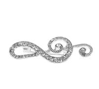 TEHAUX Alloy Music Note Brooch Pin Lapel Pin for Men and Women Rhinestone Musical Note Jewelry Brooches for Suits Shirts Accessories Silver Display Holder
