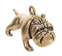 TEHAUX Antique Brass Bulldog Pendant Keychain Charm Multi Functional Hanging Decor for Bags DIY Bulldog Craft Vintage Style Key Holder Durable and Stylish Accessory