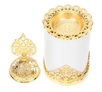 TEHAUX Arab Style Ceramic and Metal Incense Burning Base for Desktop Decor, Home Censer Holder with Aroma Therapy Function, Relaxing and Eye-catching Incense Burner for Middle East