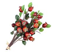 TEHAUX Artificial Red Berries for Wreath Decorating with Simulation Pomegranate Decorations Lifelike Artificial Red Berry Cluster Made of Fabric and Plastic for Wedding Table Centrepiece