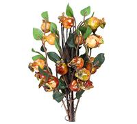 TEHAUX Artificial Rosehip Berries No Watering Required Simulation Pomegranate Fruit Silk Flowers Group of 5 Shiny Glazed Finish Blossoming for Four Seasons for Coffee Table or Office