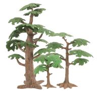 TEHAUX Artificial Trees Model (Mixed Sizes 10/17/24cm) 3PCS Realistic Simulated Pine with Textured Trunk Roots Diorama Trees for Railroad Scenes, DIY Micro Landscape Scenery Building Fairy Garden