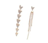 TEHAUX Asymmetrical Rose Gold Heart Shaped Ear Dangle Earrings for Women Delicate Ear Drops Elegant Lightweight Dangler Jewelry