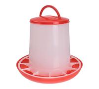 TEHAUX Automatic Poultry Feeder 3kg Capacity Red Plastic Chicken and Chick Feeding Trough Convenient to Use Hanging Feeding Container for Farm and Household Use