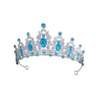TEHAUX Baroque Bridal Wedding Crown Silver Blue Rhinestone Tiara Headband for Women Princess Pageant Costume and Birthday Accessories