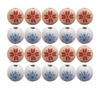 TEHAUX Beads Easy to Use Christmas 60pcs Snowflake Pattern Wooden with Smooth Surface for DIY Handmade Crafts for Christmas Craft Projects and Jewellery Making