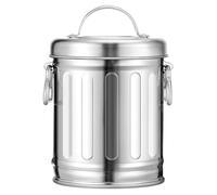 TEHAUX Bedside Garbage Can Galvanized Iron Mini Bucket with Lid Retro Style Silver Color Multi-Functional Ashtray and Storage Box for Home Use
