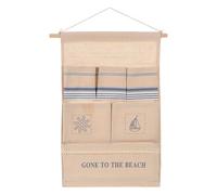 TEHAUX Beige Wall Hanging Organizer with Multiple Pockets, Cotton Fabric Storage Bag for Sorting Stationery and Small Accessories, Minimalist Hanging Pouch for Dormitory Or Bathroom Use