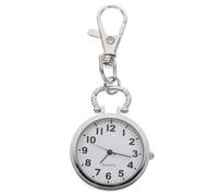 TEHAUX Big Dial Quartz with Key Buckle Pocket Watch for Nurses | Silver Zinc Alloy, Easy to Read Numbers, Tracks Drip Rate, Easy to Carry for Elderly and Students