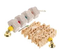 TEHAUX Bird Hanging Stone Blocks, 2Pcs Parrot Chewing for Teeth Grinding, Bite Resistant, Suitable for Parrots and African Grey Birds