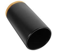 TEHAUX Black Tumbler Ceramic Toothbrush Holder Bamboo Base, Versatile and Multipurpose Matte Toothbrush Tumbler Cup for Bathroom Countertop, Simple Minimalist Cylinder Mouthwash Cup