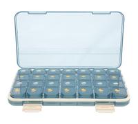 TEHAUX Blue Portable Pill Organizer Box with 28 Compartments for 7 Days, Lightweight Pp and Abs Material Medicine Storage Container for Travel and Daily Use