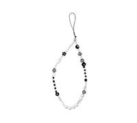 TEHAUX Bohemian Black White Polymer Clay Beads Phone Lanyard Portable Lost Mobile Chain Decorative Strap for Women Stylish Phone Charm