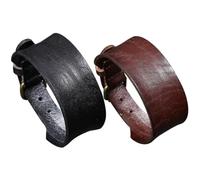 TEHAUX Bracelets with Metal Details Punk Style Men Leather Wristbands and 2pcs Comfortable Wearing Fashion Sense Suitable for Hip-hop and Other Occasions