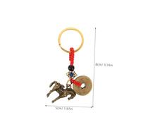 TEHAUX Brass Car Rear View Mirror Pendant Feng Shui Horse Charm with Chinese Knot for Women Protective Car Accessories Hanging Ornament for Luck and Safety