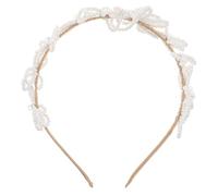 TEHAUX Bridal Headband Simulated Pearls and 3D Floral Beading, Princess Wedding Hair Accessory for Bride, Embellished Bridal Headwear for and Women