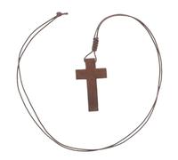 TEHAUX Brown Wooden Cross Pendant Necklace Adjustable Knot Length Selected Wood Material for Men and Women Versatile Accessory for Casual and Formal Wear