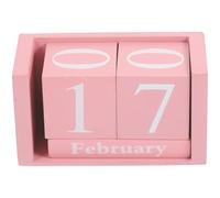 TEHAUX Calendar Retro Classic Style 5 Sections Perpetual Pink Desk Wooden Manually Change the Date Wood Blocks for Home and Office Decoration